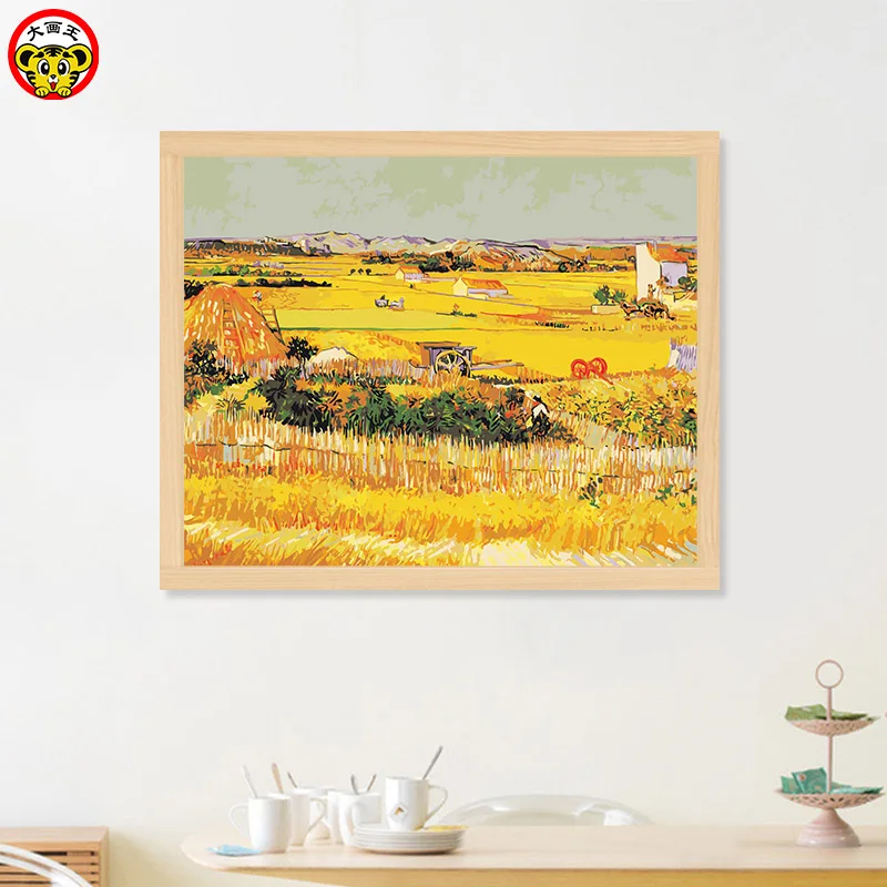 Заполнение цвета Ван Гог Урожай известная картина поле осень пшеничное на