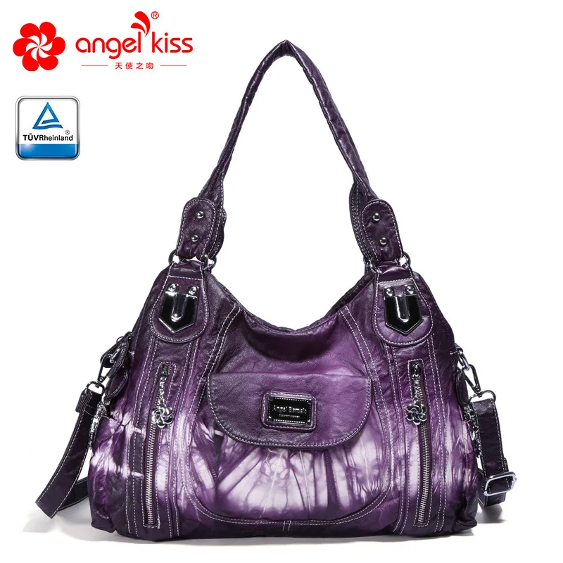 purple Angelkiss Женская Повседневная сумка с верхней ручкой сумка на плечо хипстер батик сумка через плечо с бесплатным подарком - Цвет: purple