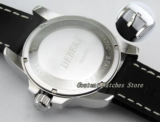 44 мм deber Date Silver SS. Оправа белый циферблат Автоматические Мужские t мужские часы |