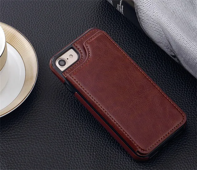 Brown Кошелек чехол для телефона из искусственной кожи для iPhone XR XS Max 7 8 Plus флип-держатель для карт карман для samsung S10 Plus S8 S9 Note8 чехол - Цвет: Brown
