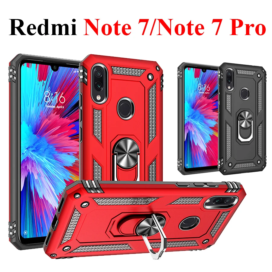 for xiaomi redmi note 7 cover case Note7 Protective Phone ksiomi xiomi  pro coque bumper xiami kickstand holder fundas armored |