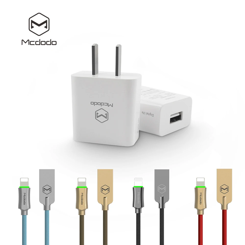 Мини зарядное устройство Mcdodo 2 1 А + usb кабель из цинкового сплава с разъемом Lightning