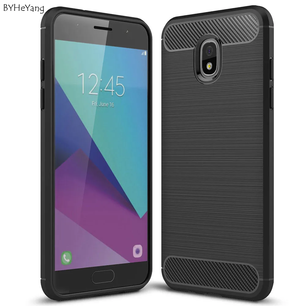 BYHeYang для Samsung Galaxy J3 2018 ультра-тонкий мягкий ТПУ/углеродное волокно задняя крышка