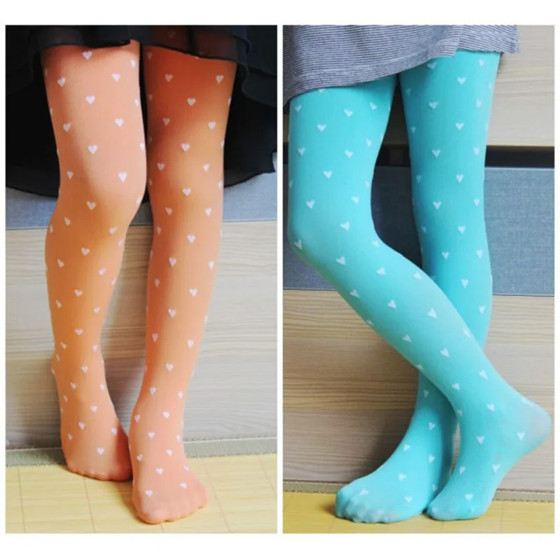 Повседневные летние колготки чулки для девочек с принтом сердца