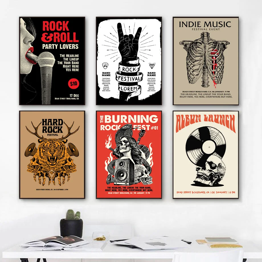 Тяжелый металл рок-н-ролл винтажные постеры и принты абстрактные настенные