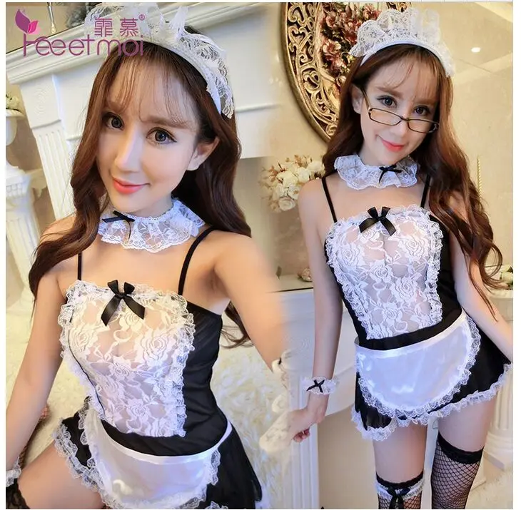 Сексуальные костюмы нижнее белье для горничной женское сексуальное кружевное