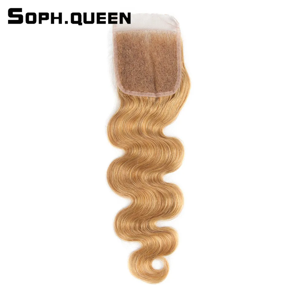Soph queen Hair предварительно цветные малазийские светлые волосы 4 пучка с закрытием#27 объемная волна человеческие волосы для наращивания remy волосы