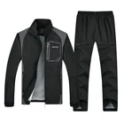 Спортивный костюм мужской Быстросохнущий, черный комплект для фитнеса и бега, весна-осень 2020