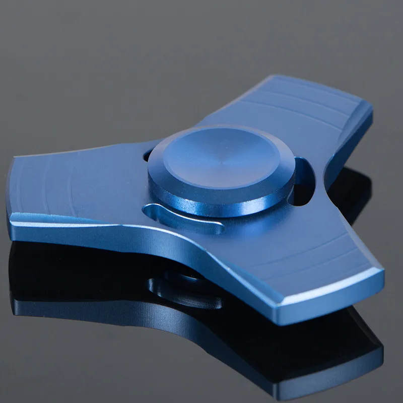 Новинка года, 5 цветов, EDC, Tri-Spinner, игрушки с рисунком, ручная двухсторонняя металлическая с шарниром, Спиннер и взрослые с синдромом СДВГ, детские развивающие игрушки - Цвет: Синий