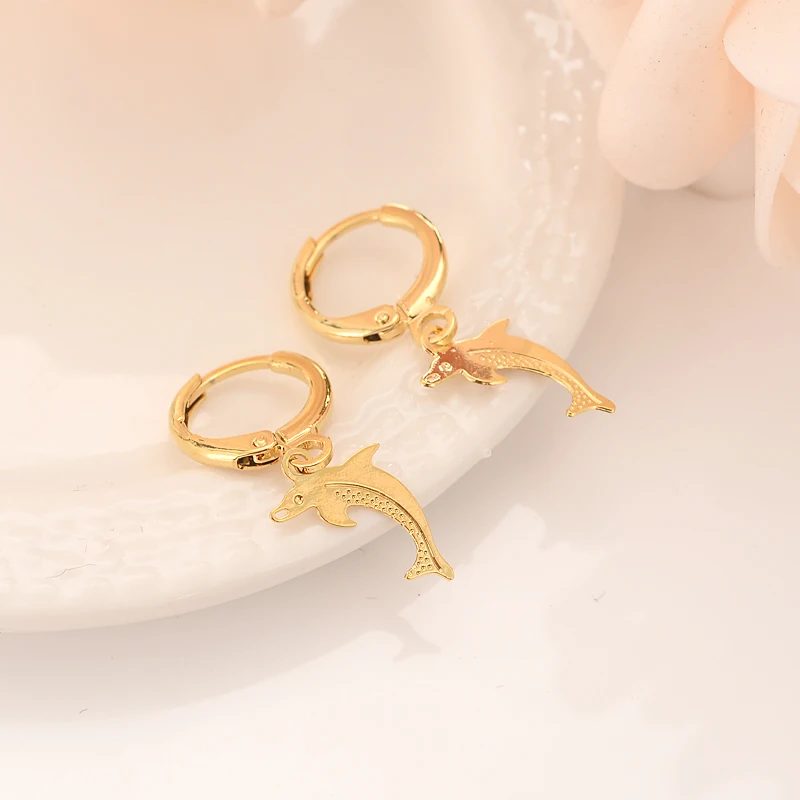 Милые серьги в виде черепахи и рыб звеньев для женщин золотые ювелирные изделия