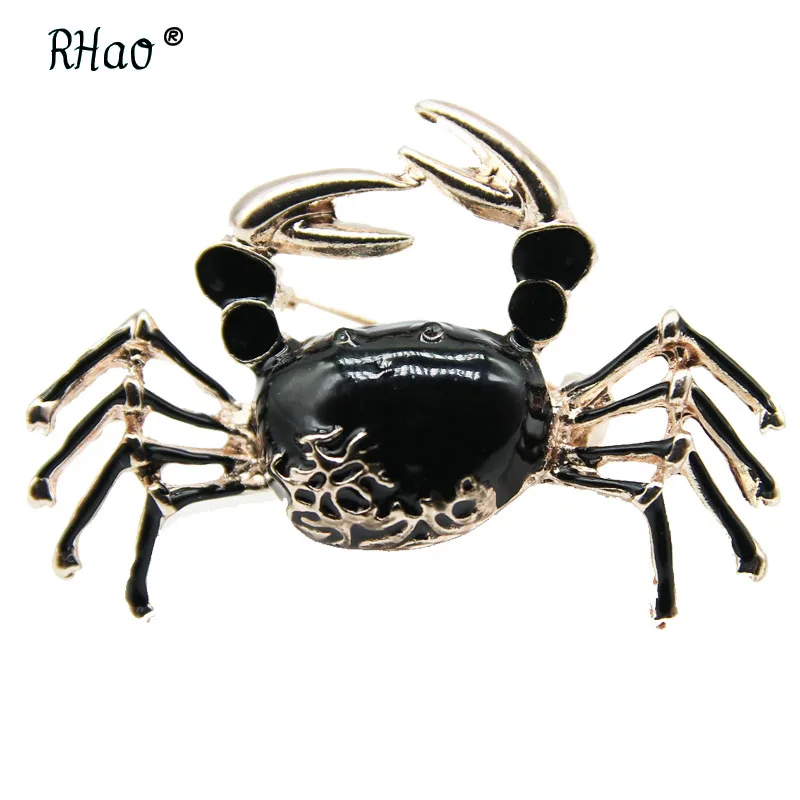 RHao Cute Enamel Orange Crab Brooch pins 4 colors choose women Men Clothes accessories animal brooch Boys girls hats collar | Украшения и