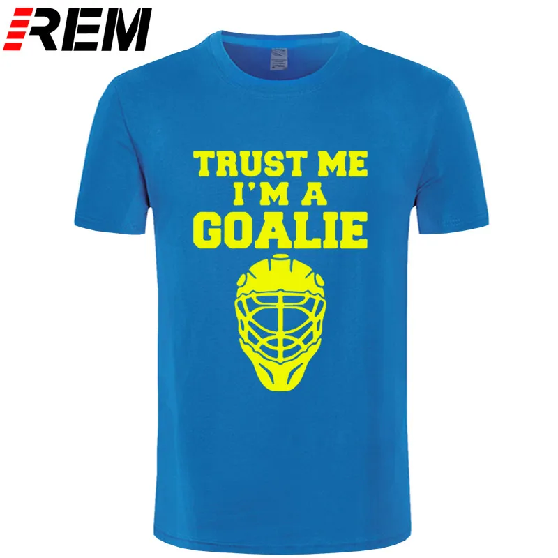 blue yellow Trust Me I'm A футболки «Вратари» для мужчин, хлопковая летняя модная футболка с коротким рукавом для мужчин, забавная футболка с изображением ледяного хоккея, подарок для игрока, брендовая одежда - Цвет: blue yellow