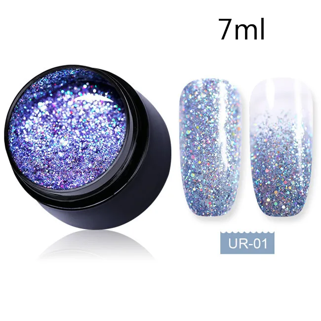 7ml color 1 Ur Sugar 7,5 мл голографический Блестящий Гель-лак для ногтей розовый золотой и серебряный цвета Блестящие Блестки гель замочить УФ-гель для дизайна ногтей лак - Цвет: 7ml color 1