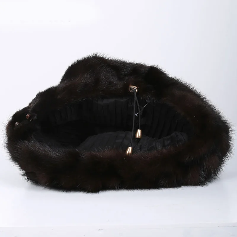 Зима для женщин натуральный мех енота шапка из натурального меха норки модная