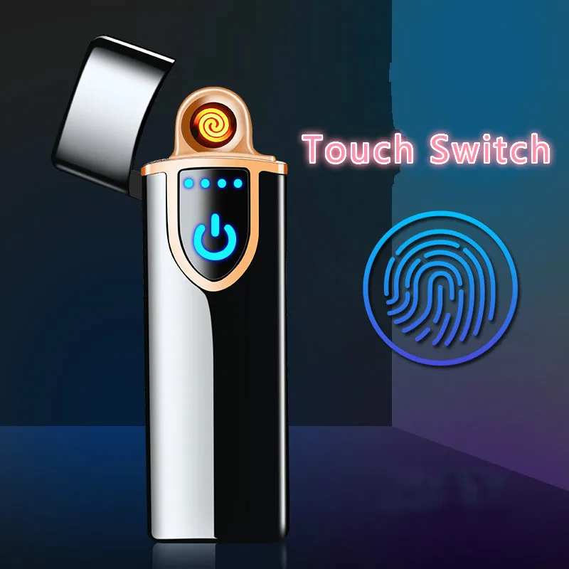 Новинка 2019 зажигалки с защитой от отпечатков пальцев и USB зарядкой металлические