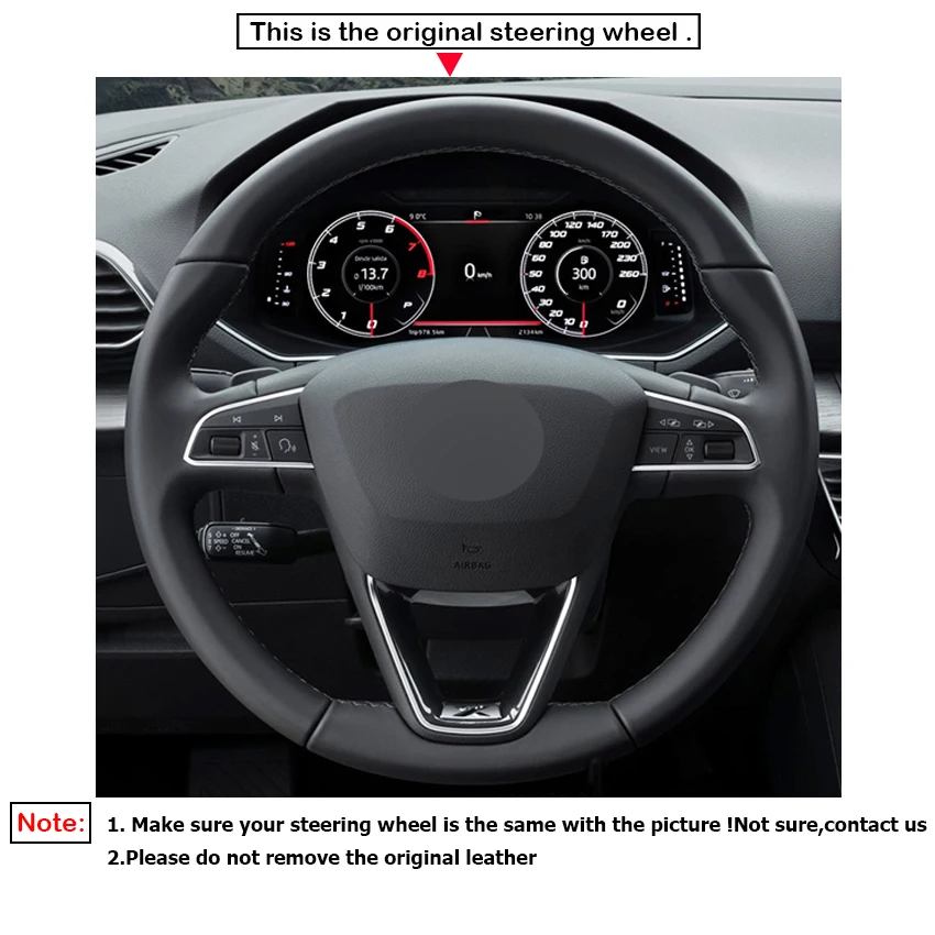 Lqtenleo черная искусственная кожа рулевого колеса автомобиля крышки для Seat Leon 5F Mk3 2013- Ibiza 6J Tarraco Арона Ateca Альгамбра