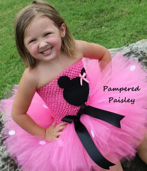 Милые розовые платья для девочек платье-пачка с вязаным крючком Двухслойное