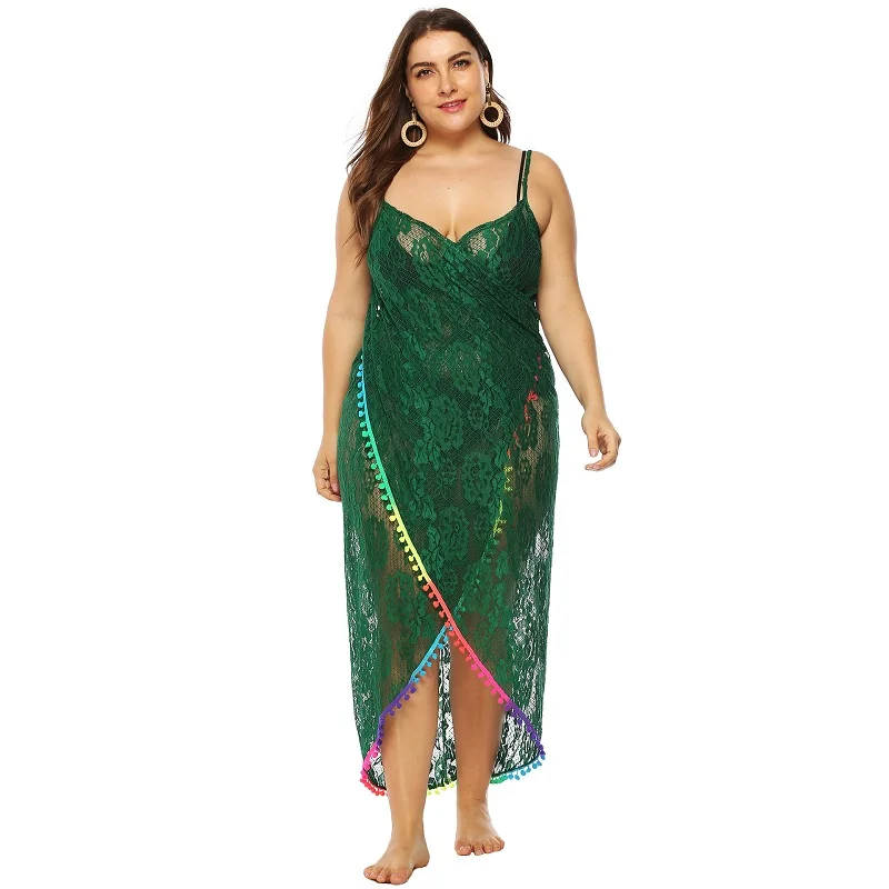 

New see through lace beach dress sexy women plus size bikini swimsuit bathing suit cover ups beach swimwear cover up