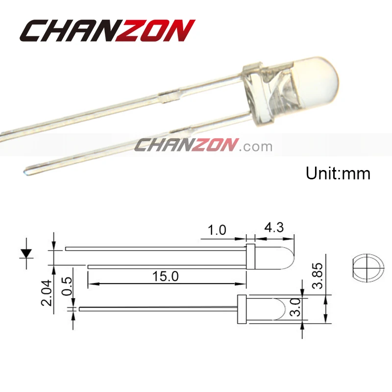 CHANZON 100 шт. 3 мм RGB Быстрый мигающий светодиодный трехцветный Круглый прозрачный 20