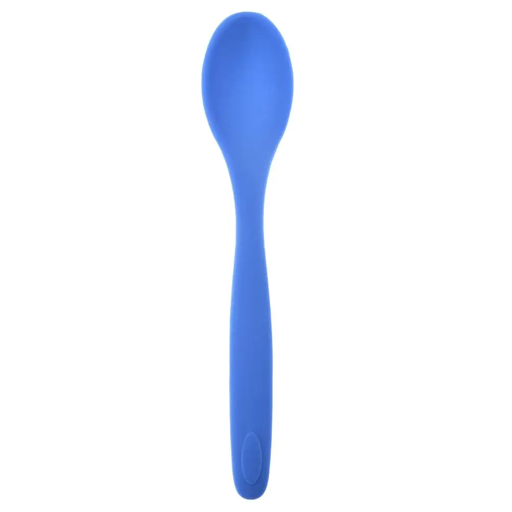 Blue Силиконовая ложка Детские Ложки домашние столовые приборы миска для каши китайская обеденная ложка японский суповый половник ложка для кормления для ресторана - Цвет: Blue