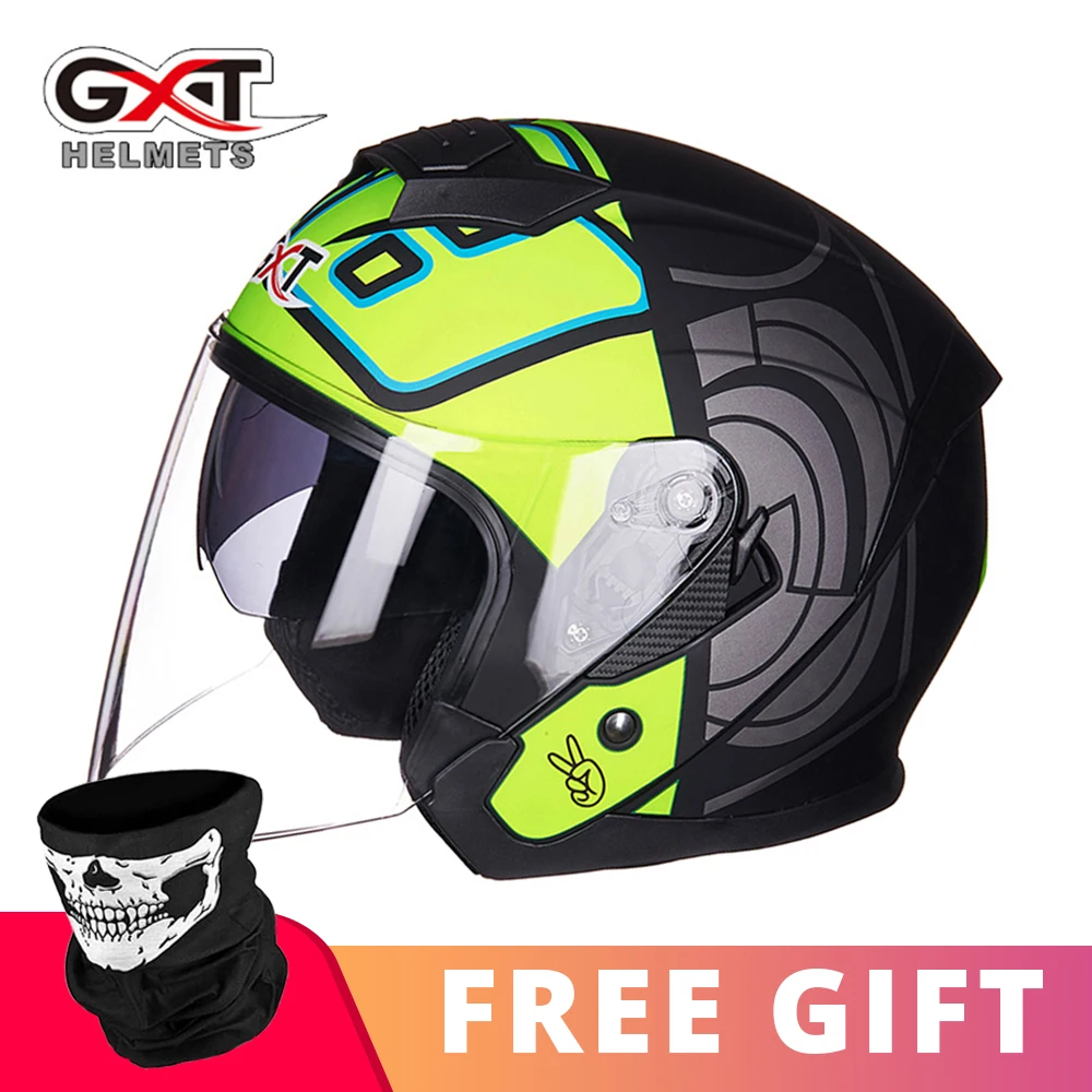 522 Matte BG GXT Лето мотоциклетный шлем с открытым лицом двойной объектив Casco Шлем Мотоцикл Скутер Capacete защитный шлем козырек для мотоцикла - Цвет: 522 Matte BG