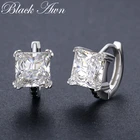 Серьги-кольца женские из серебра 5,3 пробы с черной шпинелью, 925 г