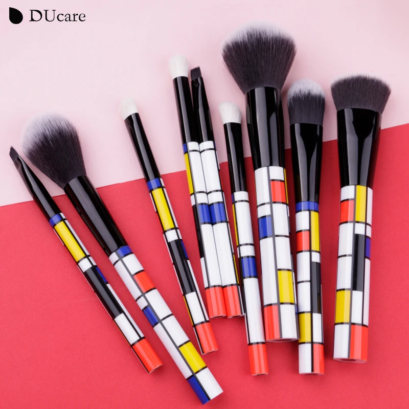 DUcare 9 шт. кисти для макияжа кабуки основа тени век кисть смешивания пудры козья