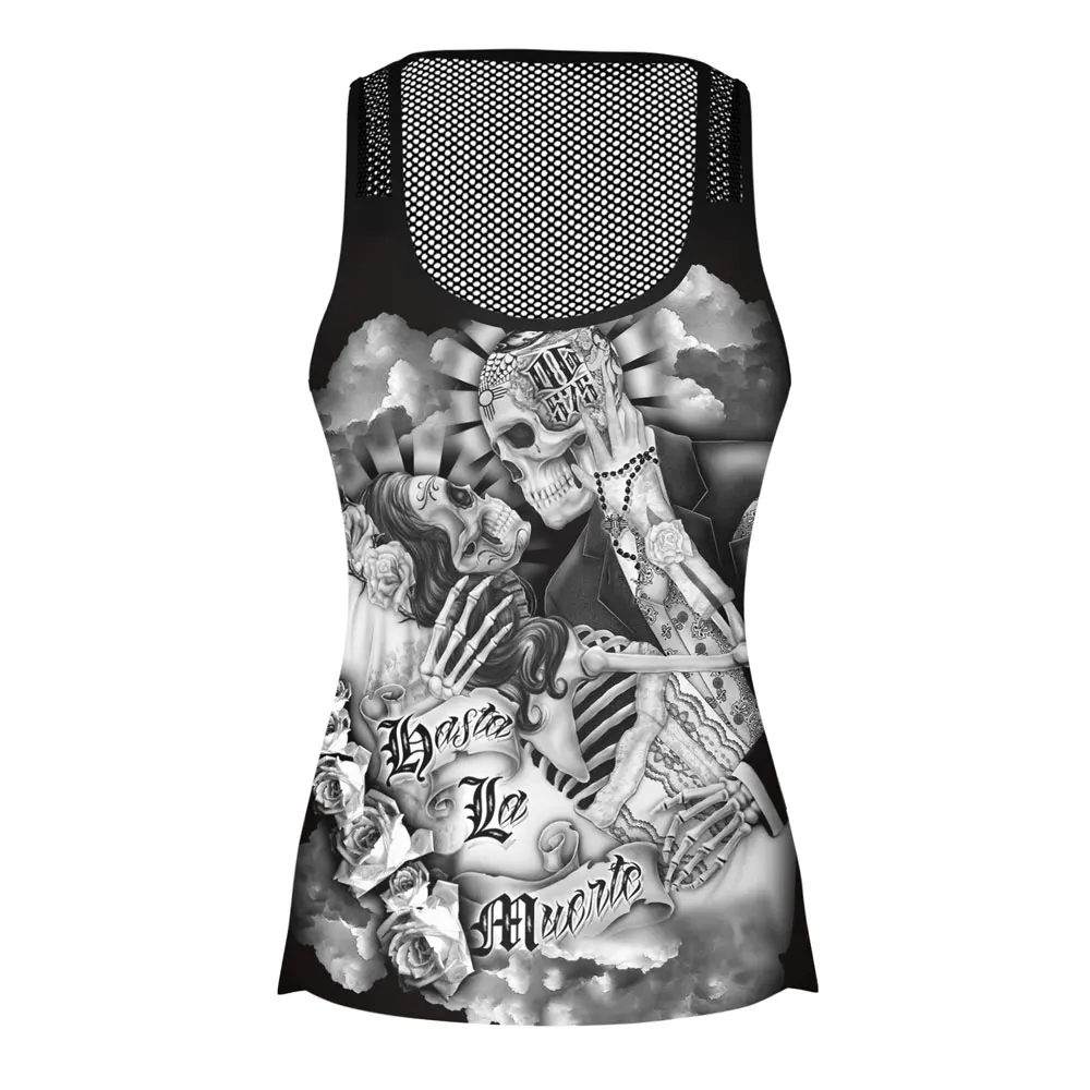 Женский облегающий топ на бретельках готический Топ без рукавов с 3D принтом