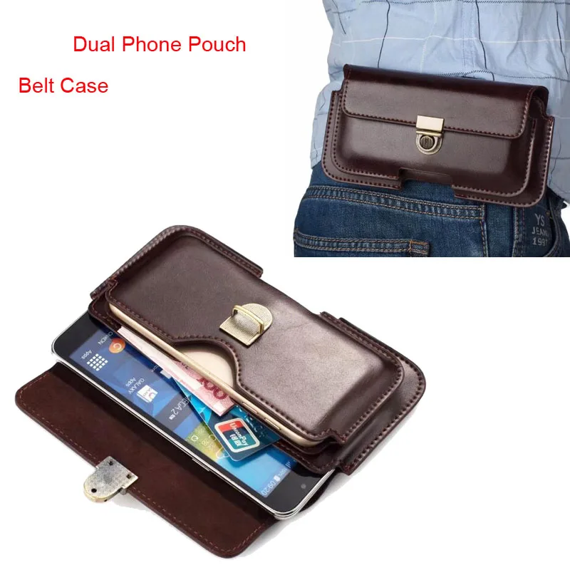 

Dual Pouch Leather Belt Clip Mobile Phone Case For Sony Xperia XZ1/XZ1 Compact/XZs/L1/XZ Premium/X Compact/XZ/X Performance/E5
