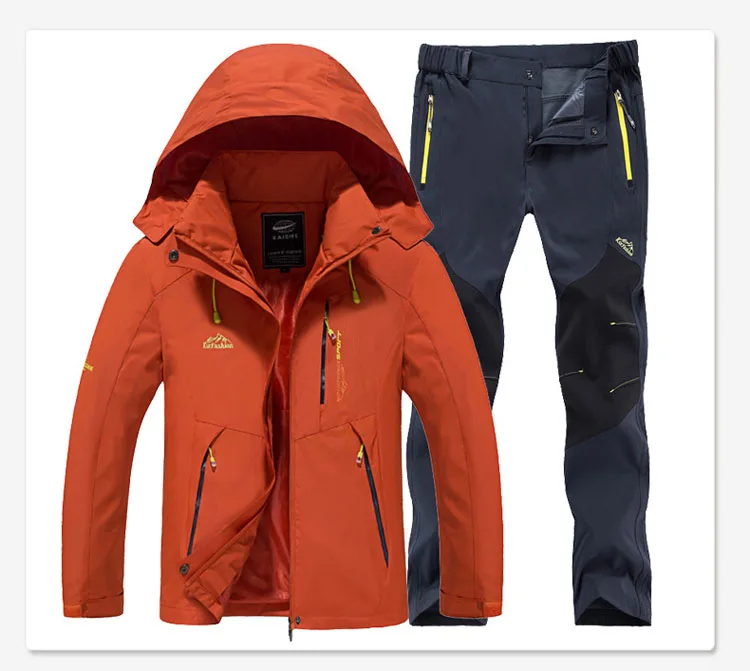 orange gray TRVLWEGO мужские весенние походные куртки для рыбалки, брюки, набор для кемпинга, альпинизма, походов, осени, для путешествий, быстросохнущие штаны - Цвет: orange gray