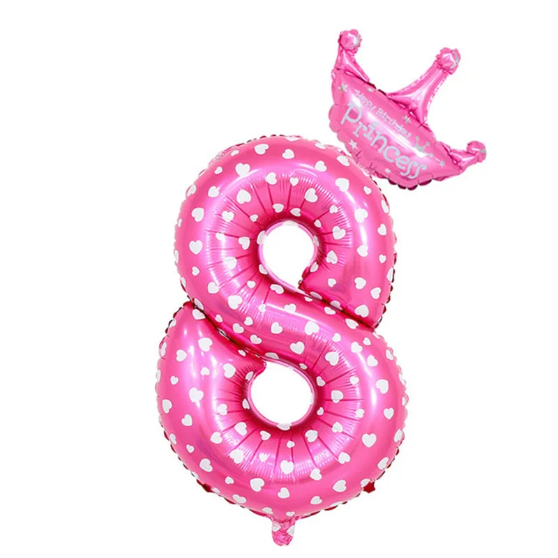 pink8 32 дюйма количество Фольга воздушные шары синий розовая Корона шар 0-9 во-первых лет предметах детская одежда для мальчиков и девочек день рождения, детский душ вечерние украшения - Цвет: pink8