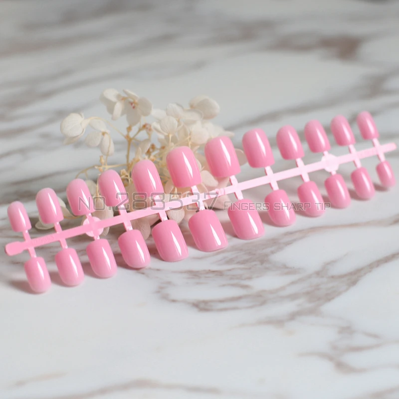 Яркие однотонные накладные ногти 24 шт. милая пудра конфеты короткая круглая