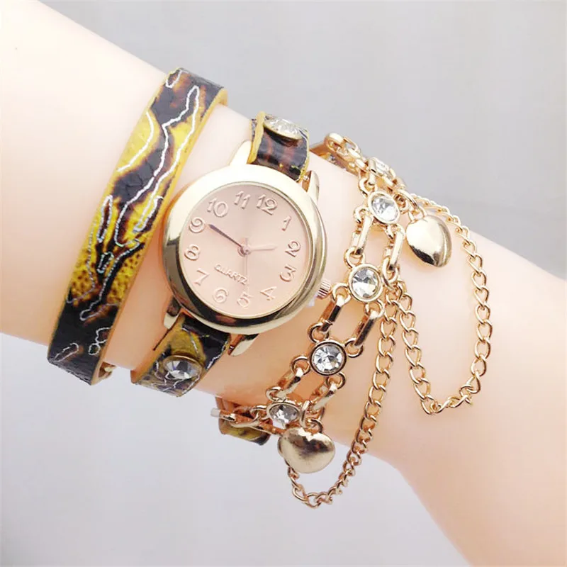 Модные Повседневные часы с кожаным ремешком и леопардовым принтом женские