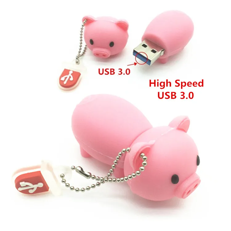 Высокоскоростной флеш накопитель USB 3 0 в виде мультяшного розового свиньи 4 гб 8 16