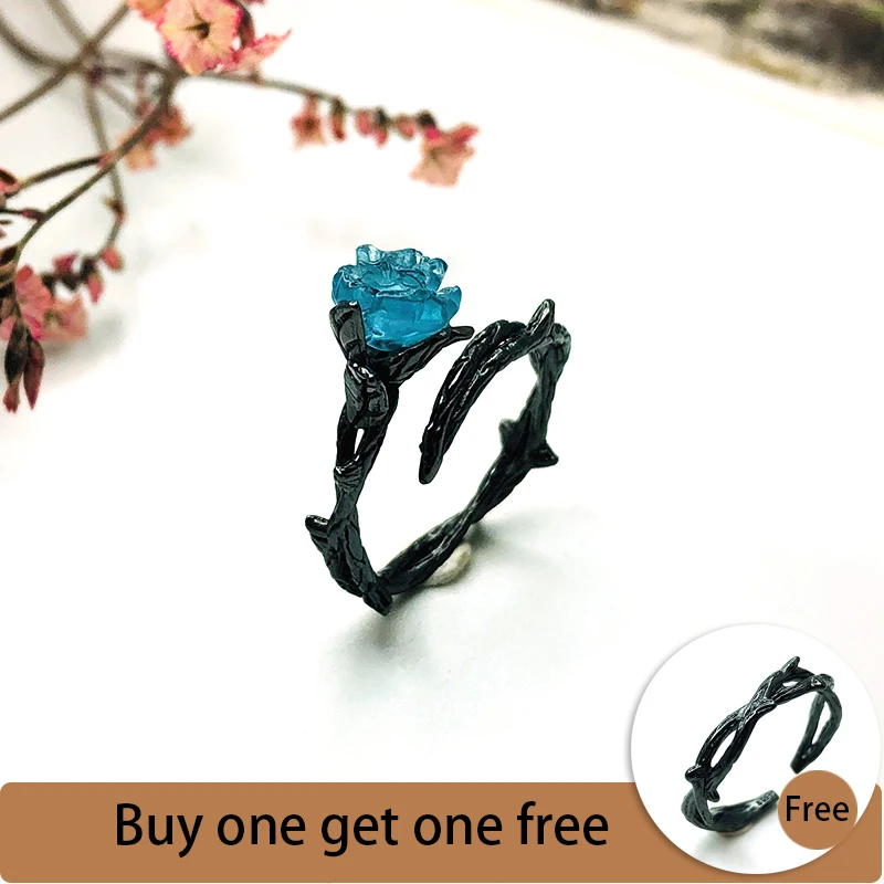 Bolai черное кольцо из стерлингового серебра 925 пробы с синим кристаллом дизайн