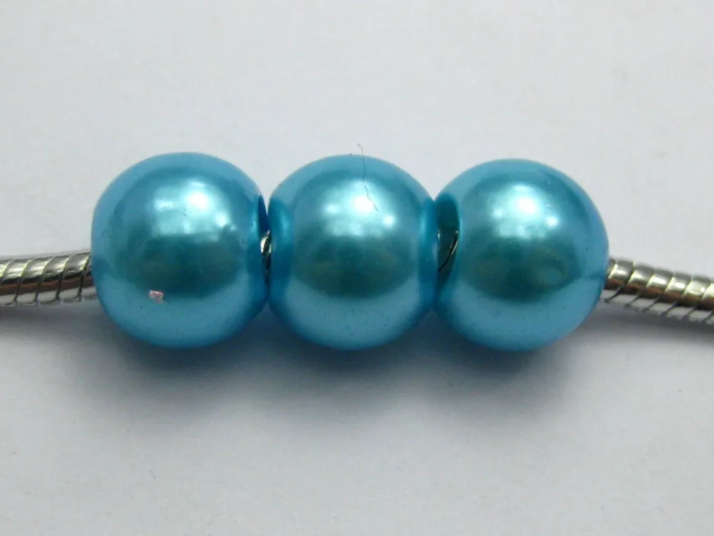 

100 Blue Acrylic Pearl Round Beads 12mm(1/2")Fits Charm Bracelet