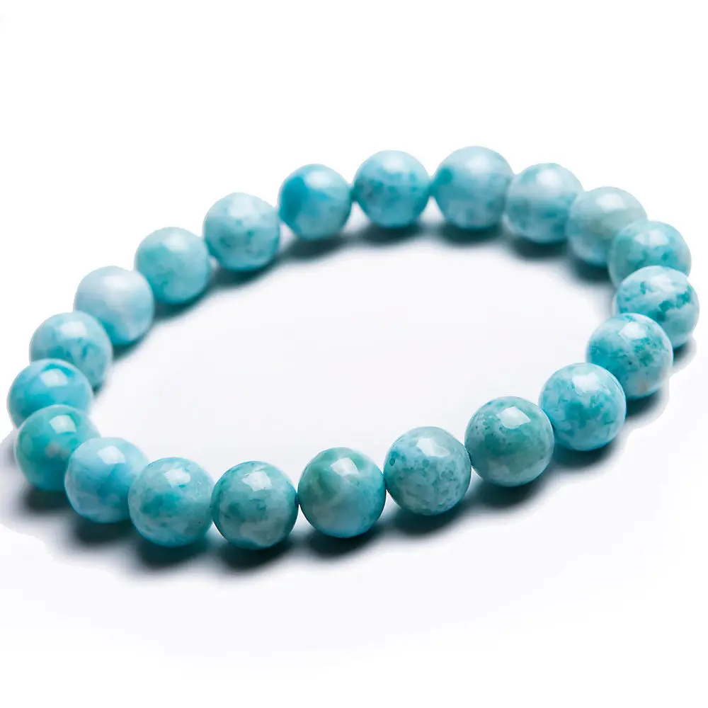 free shipping Natural Blue Larimar stone Water Pattern Beads Bracelet 9mm AAAA | Украшения и аксессуары