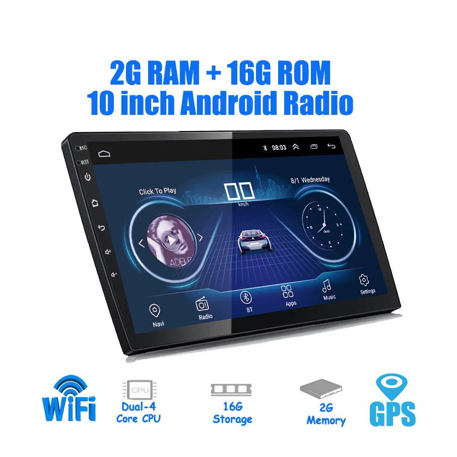 9/10 дюймов Android 8,1 Универсальный Автомобильный плеер 2 din 2G ram+ 16G rom android Автомобильная Радио gps навигация wifi Bluetooth MP5 задняя камера - Цвет: 10 inch