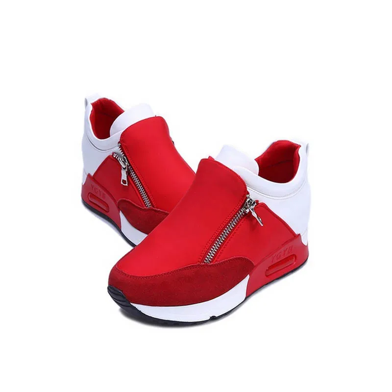 Красный VTOTA/Модные женские кроссовки; повседневная женская обувь; tenis feminino; женская обувь, увеличивающая рост; Студенческая обувь на молнии; XY23 - Цвет: Красный