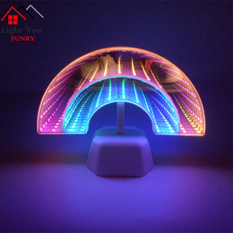 LED 3D Радужное зеркало туннельное освещение двухстороннее яркое украшение для