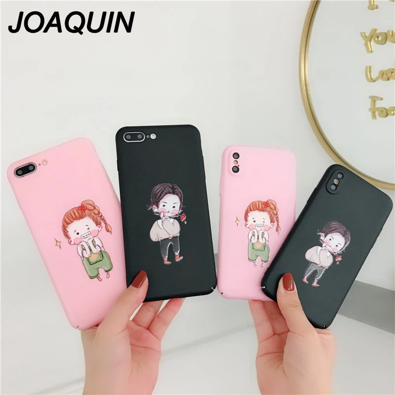 Милый мультяшный чехол для телефона iPhone X 8 Plus матовый ПК 7 6 6S Забавный жесткий на