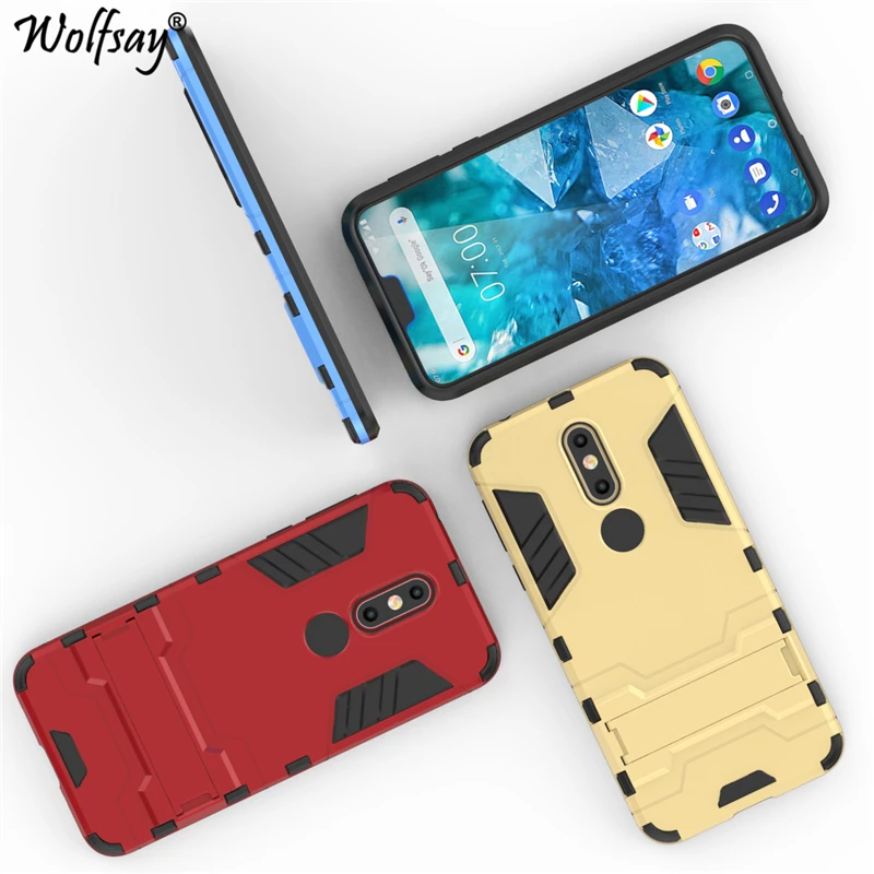 Wolfsay Cover For Nokia 7.1 Case Slim PC + Soft Rubber Armor Phone Fundas for TA-1085 TA-1100 |