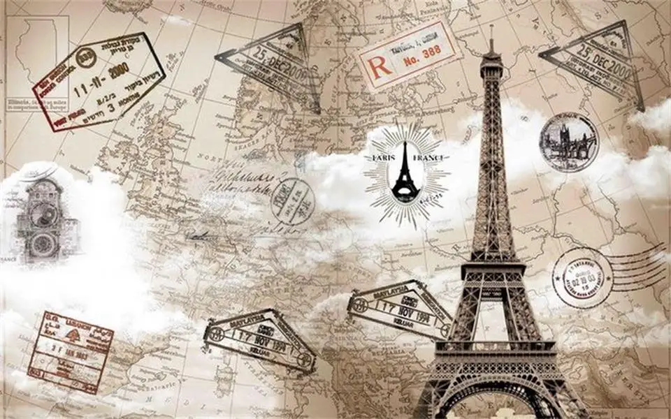 Пользовательские Настенные обои гостиная 3d фото Эйфелева башня Парижа живопись