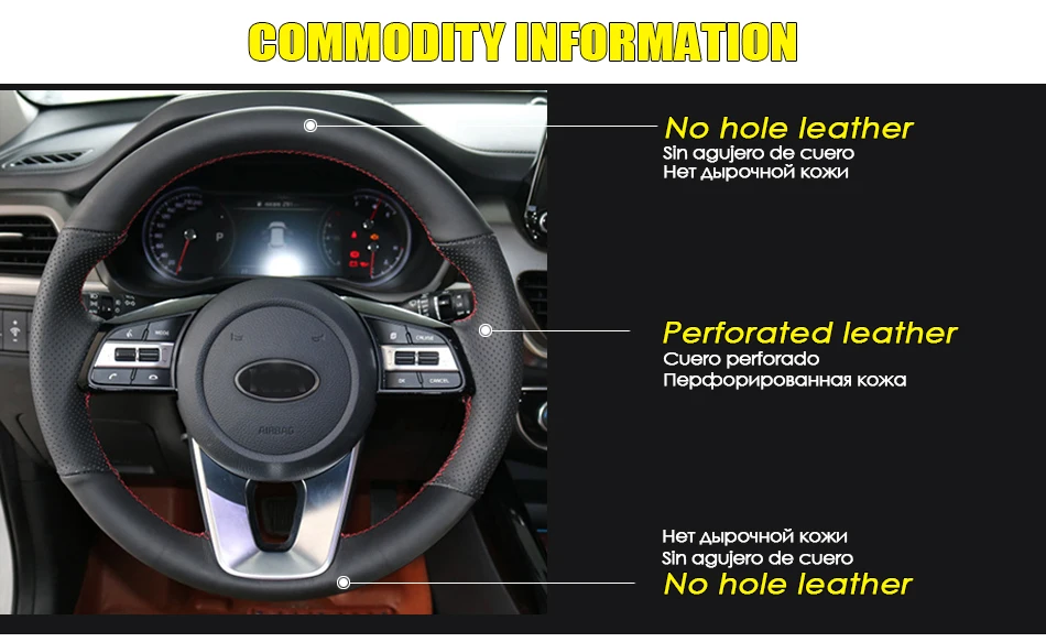 WCaRFun черный искусственная кожа Чехол рулевого колеса автомобиля для KIA Optima