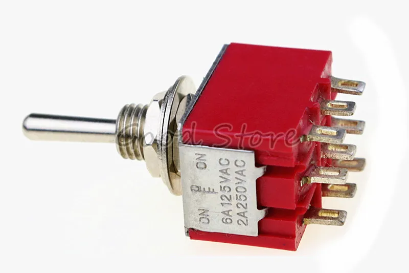 MTS-303 красный ON-OFF-ON 6 мм выключатели с фиксацией 3 позиции 3P2T 125 В переменного тока/6