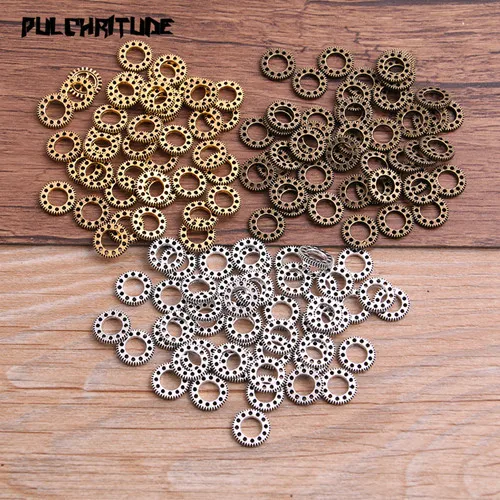 three color PULCHRITUDE 60 шт 10 мм Три цвета винтажный металлический цинковый сплав стимпанк мини Шестерня Подвески подходят ювелирные Подвески P6908 - Окраска металла: three color