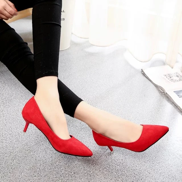 Big Size 35-42 Spring Autumn Women dress Shoes Basic Pumps Pointed Toe Med Heeled For Woman | Обувь