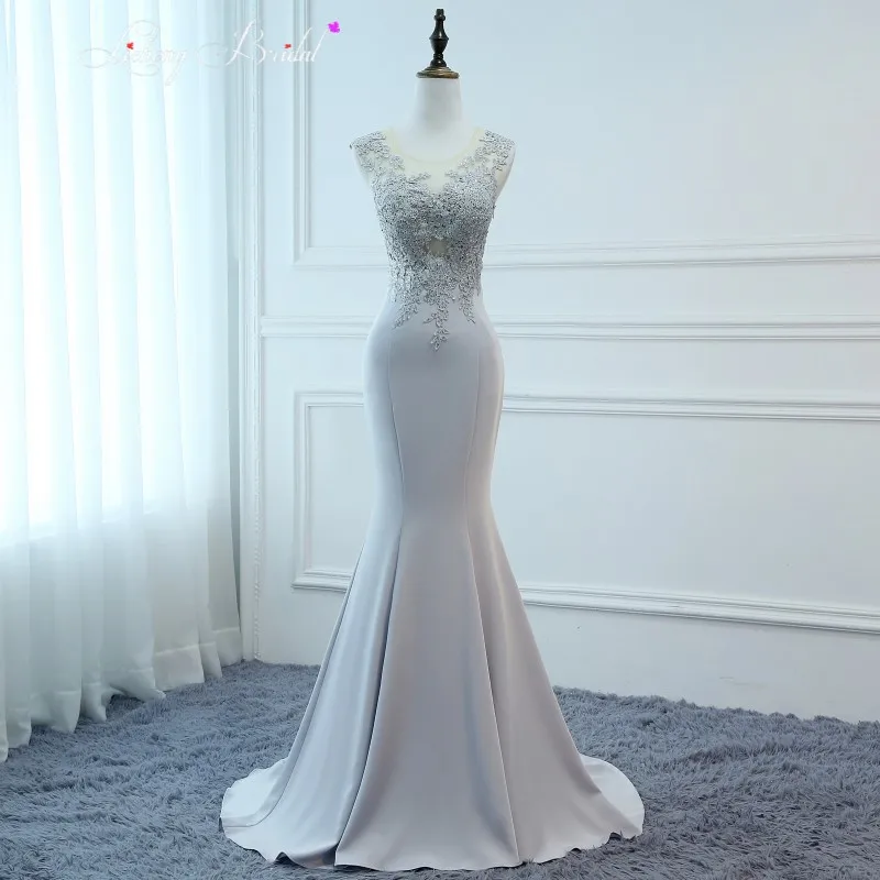 LC Люкс вечерние платья 2017 кристалл бисера русалка длинные sexy backless пром для черных