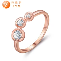 luxury round engagement finger rings cubic zirconia rose gold color wedding rings jewelry for women bride promise ring party