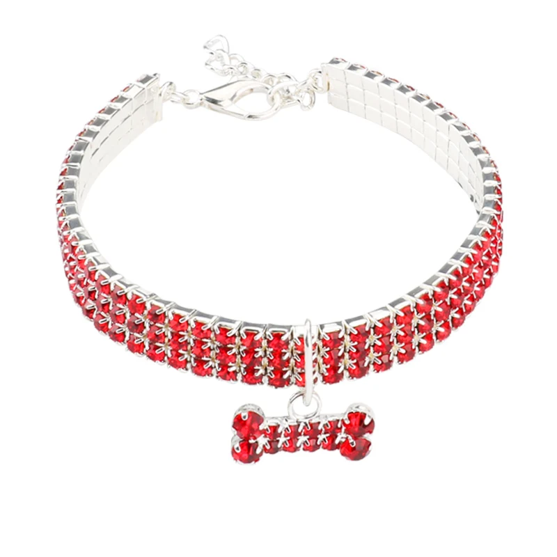 Красный Прекрасный тег ошейники для кошек Bling Стразы питомец с кристаллами ожерелье для кошек сверкающие ошейники для собак поводок светоотражающие ошейники для кошек 25 - Цвет: Красный